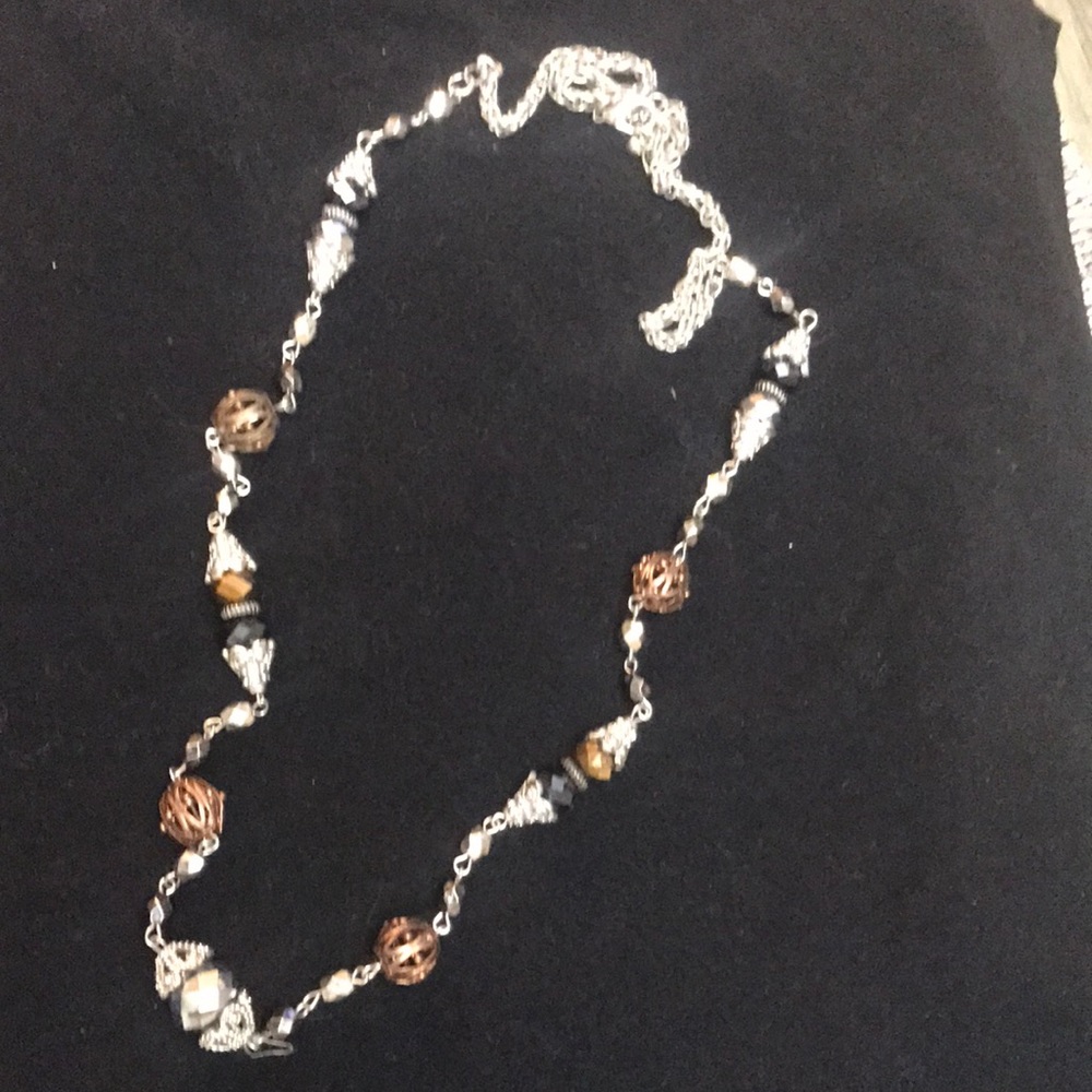 Warm tones costume necklace .... looking so rich on a black top